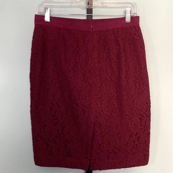 Ann Taylor Burgundy Lace Pencil Skirt Size 6 - Picture 3 of 6